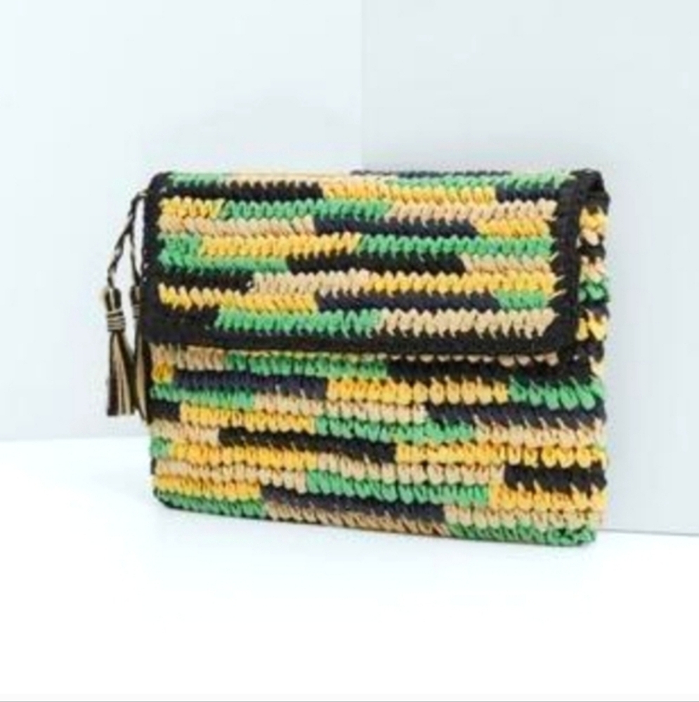 Multicolor Woven Clutch Bag